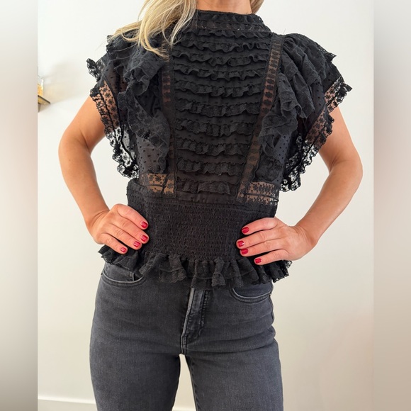 Zimmermann Hypnotic Lace Ruffle Top 🖤 - Picture 4 of 5